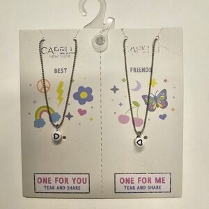 NEW Capelli New York Best Friends BFF Heart Charm Necklaces Set Teen Kids Silver